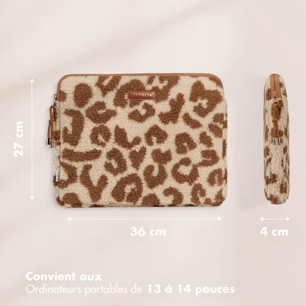 Selencia Pochette ordinateur Teddy 13-14 pouces - Vanilla Leopard