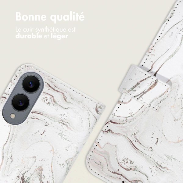 imoshion Étui de télephone portefeuille Design Samsung Galaxy S25 Edge - Sandy Marble