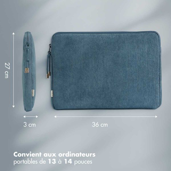 Selencia Pochette ordinateur Corduroy 13-14 pouces - Slate Blue
