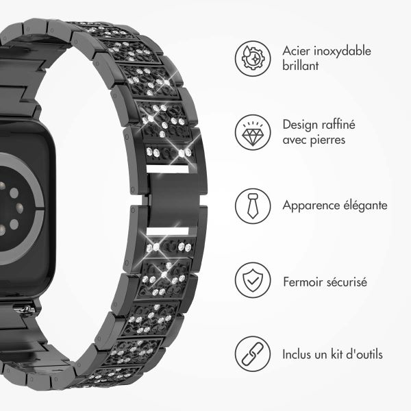 Selencia Bracelet à maillons scintillants Apple Watch Series 1 á 9 / SE (38/40/41 mm) | Series 10 (42 mm) - Noir