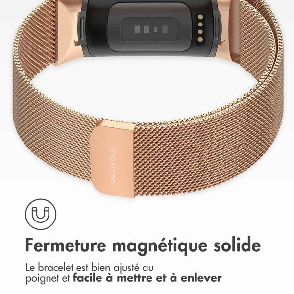 imoshion Bracelet magnétique milanais Fitbit Charge 5 - Taille S - Rose Doré