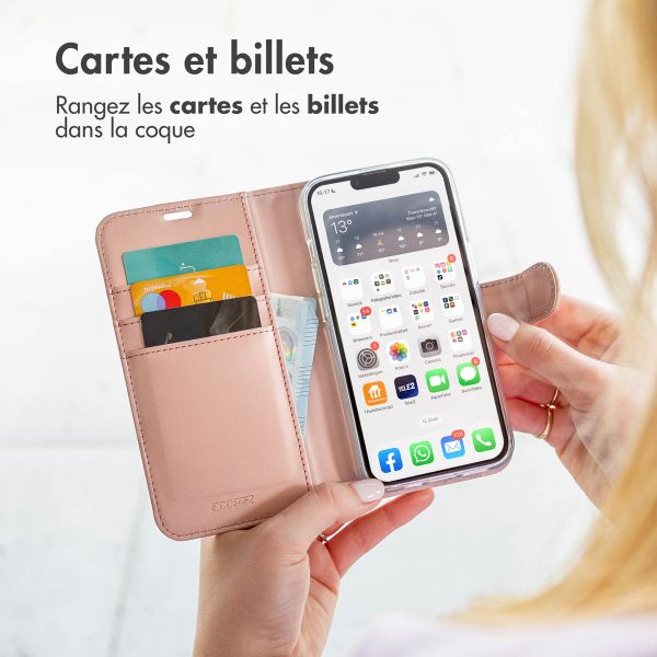 Accezz Étui de téléphone portefeuille Wallet iPhone 13 Pro - Rose Champagne