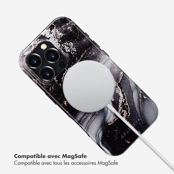 Selencia Coque arrière Vivid Tough avec MagSafe iPhone 16 Pro - Chic Marble Black