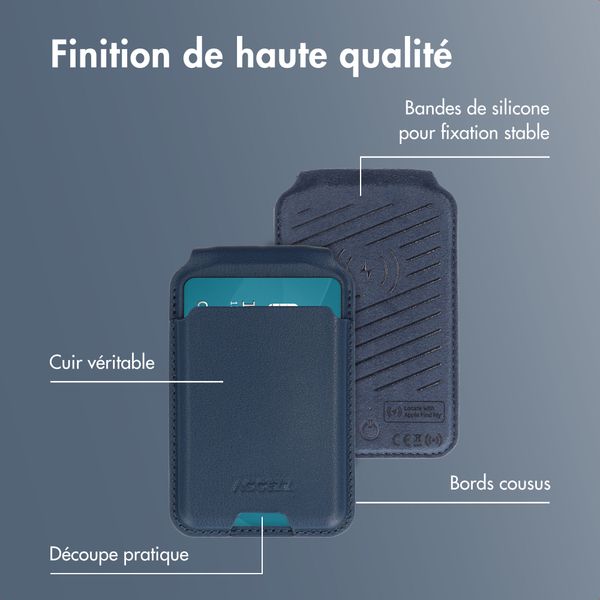 Accezz Portefeuille en cuir magnétique avec support - Compatible avec Apple Find My - Nightfall Blue