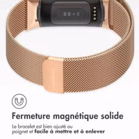 imoshion Bracelet magnétique milanais Fitbit Charge 5 - Taille S - Rose Doré