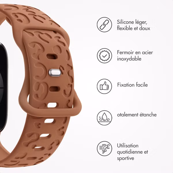 imoshion Bracelet en silicone imprimé léopard Apple Watch Series 1 - 9 / SE (38/40/41 mm) | Series 10 / 11 (42 mm) - Marron