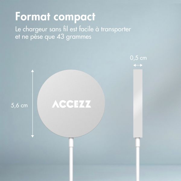 Accezz Wireless Charger USB-C | Chargeur MagSafe et sans fil - 1 mètre - Blanc