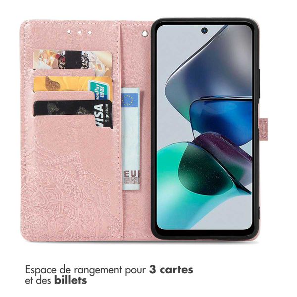 imoshion Etui de téléphone portefeuille Mandala Motorola Moto G13 / G23 - Rose Dorée