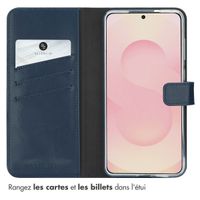 Selencia Étui portefeuille en cuir véritable Samsung Galaxy S25 Edge - Bleu foncé