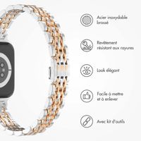 Selencia Bracelet en acier slim style Jubilee Apple Watch Series 1 t/m 9 / SE (38/40/41 mm) | Series 10 / 11 (42 mm) - Zilver & Rosé Goud / Silver & Rose Gold