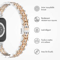 Selencia Bracelet en acier slim style Jubilee Apple Watch Series 1 à 9 / SE (38/40/41 mm) | Series 10 (42 mm) - Argent & Or Rose