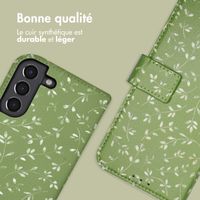 imoshion Étui de télephone portefeuille Design Samsung Galaxy S21 - Green Flowers