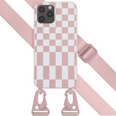 Selencia ﻿Coque design en silicone avec cordon amovible iPhone 12 (Pro) - Irregular Check Sand Pink