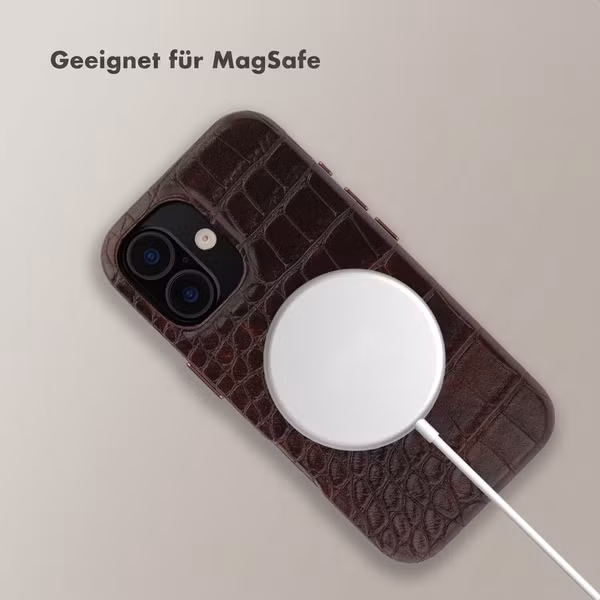 Selencia Coque arrière Croco avec MagSafe Apple iPhone 16 - Choco Brown