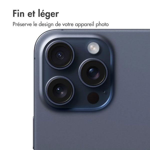 imoshion Lot de 2 protections d'objectif de caméra Apple iPhone 15 Pro / 15 Pro Max - Blue Titanium