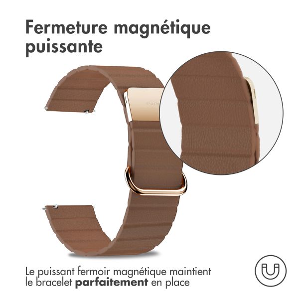 imoshion Bracelet en cuir magnétique - Connexion universelle de 22 mm - Brun