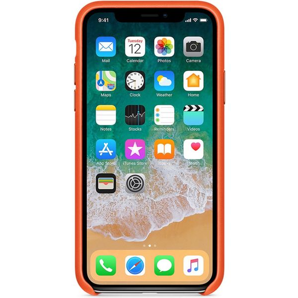 Apple Coque Leather Apple iPhone X - Bright Orange