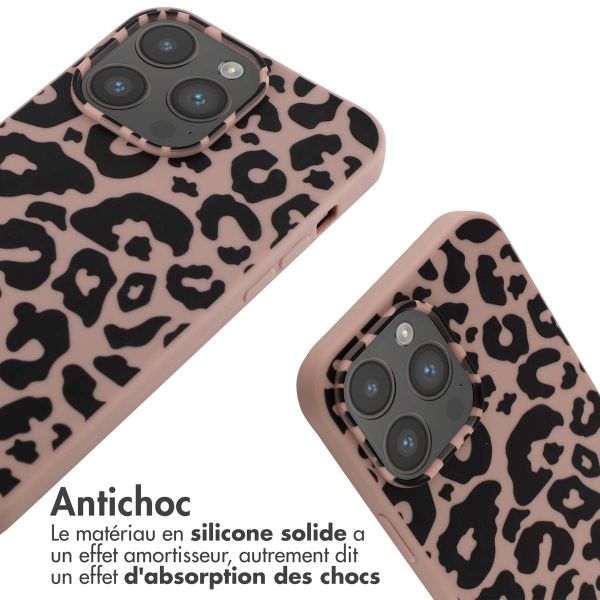 imoshion Coque design en silicone avec cordon Apple iPhone 14 Pro Max - Animal Pink