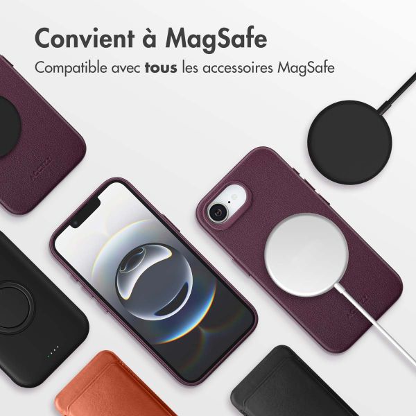 Accezz Coque arrière en cuir avec MagSafe Apple iPhone 16e - Heath Purple