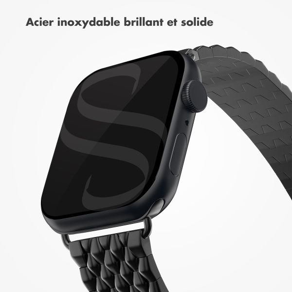 Selencia Bracelet dragon en acier Apple Watch Series 1 t/m 9 / SE (38/40/41 mm) | Series 10 / 11 (42 mm) - Noir