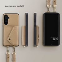 Selencia Coque à cordon avec porte-cartes enveloppe Sera Samsung Galaxy A55 - Beige