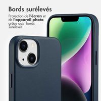 Accezz Coque arrière en cuir avec MagSafe Apple iPhone 14 - Nightfall Blue
