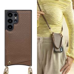 Selencia Coque de télephone Nova avec cordon et porte-cartes Samsung Galaxy S24 Ultra - Mocha Brown