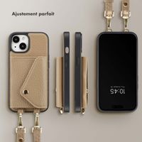 Selencia Coque à cordon avec porte-cartes enveloppe Sera iPhone 15 - Beige