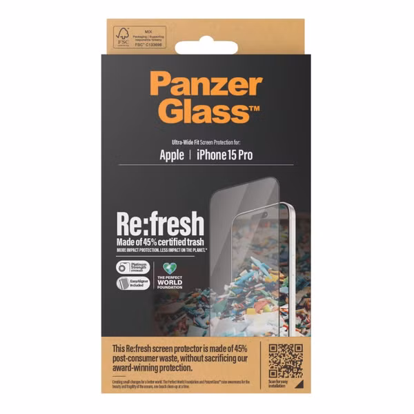 PanzerGlass Protection d'écran Ultra-Wide Fit Anti-bactérienne Apple iPhone 15 Pro