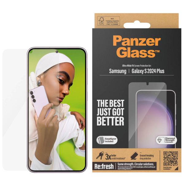 PanzerGlass ﻿Film de protection d'écran anti-bactérien Refresh Ultra-Wide Fit avec applicateur Samsung Galaxy S24 Plus