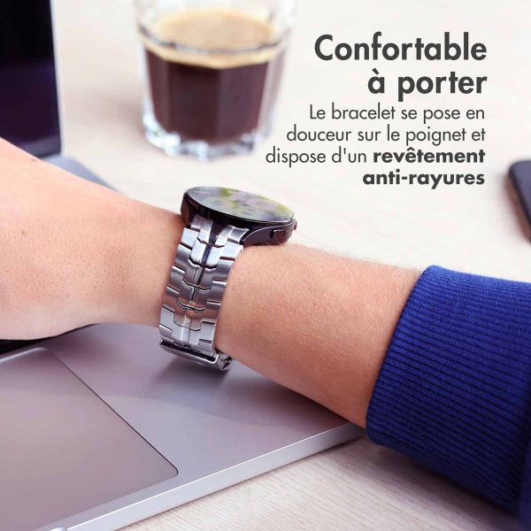 Accezz Bracelet Steel Samsung Galaxy Watch 4 / 5 / 6 / 7 / FE (20 mm) - Argent