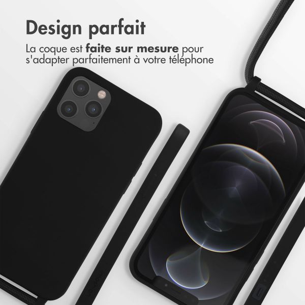 imoshion ﻿Coque en silicone avec cordon Apple iPhone 12 (Pro) - Noir