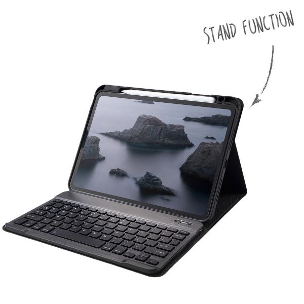 Accezz Étui de tablette portefeuille Bluetooth Clavier QWERTY iPad Pro 11 (2024) M4 - Noir