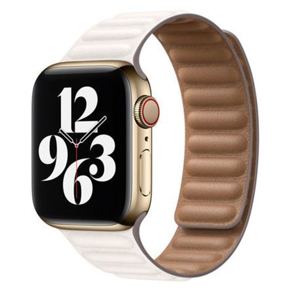 Apple Leather Link Apple Watch Series 1 á 9 / SE (38/40/41 mm) | Series 10 (42 mm) - Taille M/L - Chalk