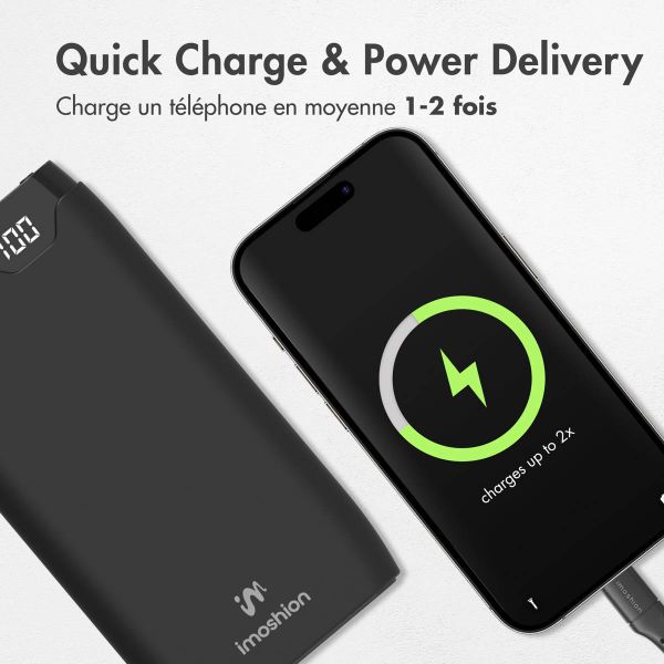 imoshion Batterie externe - 10.000 mAh - Quick Charge et Power Delivery - Noir