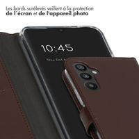 Selencia Étui portefeuille en cuir véritable Samsung Galaxy A34 (5G) - Marron