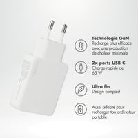 Accezz Chargeur GaN Ultra Slim - 2x USB-C - 65 W - Blanc
