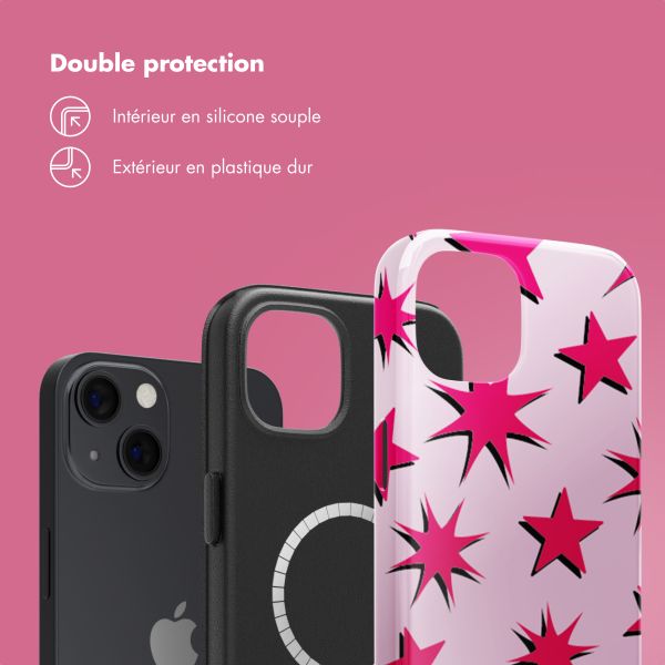 Selencia Coque arrière Vivid Tough avec MagSafe iPhone 13 - Stars Rubine Red Light Pink