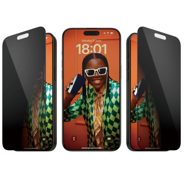 PanzerGlass Protection d'écran Privacy Ultra-Wide Fit Anti-bactérienne avec applicateur Apple iPhone 15 Pro Max