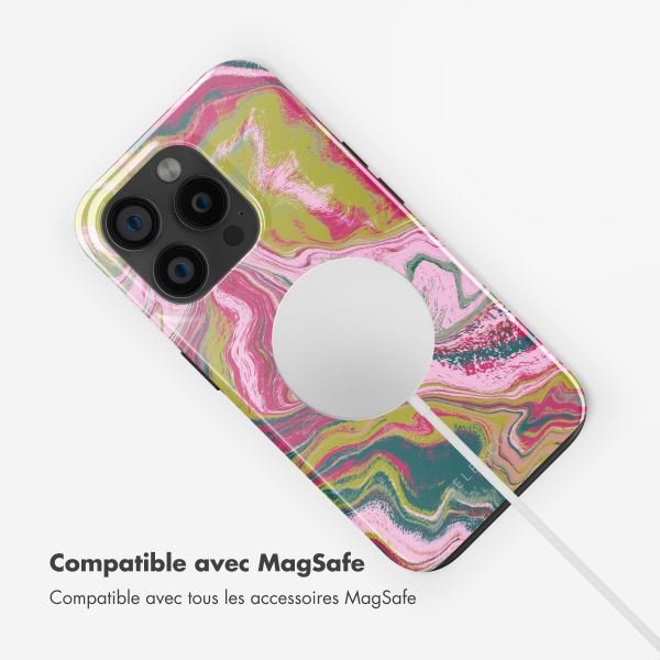 Selencia Coque arrière Vivid Tough avec MagSafe iPhone 15 Pro - Marble Pink