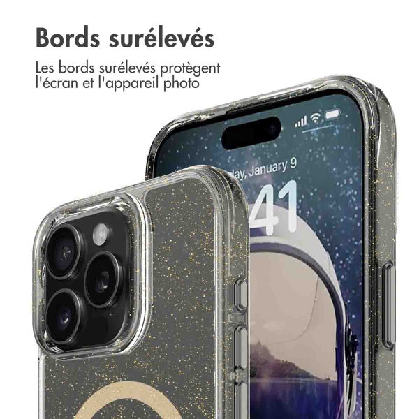 imoshion Coque arrière transparente Pailletée avec MagSafe Apple iPhone 16 Pro Max - Doré