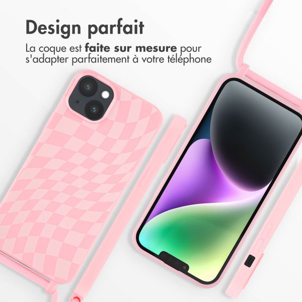 imoshion Coque design en silicone avec cordon Apple iPhone 14 Plus - Retro Pink