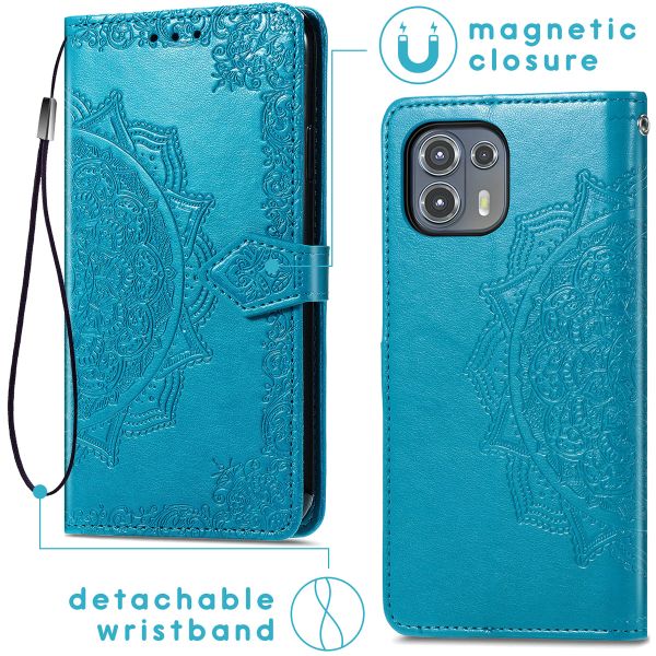 imoshion Etui de téléphone portefeuille Mandala Motorola Moto Edge 20 Lite - Turquoise