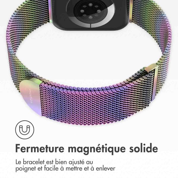 imoshion Bracelet magnétique milanais Apple Watch Series 1 - 9 / SE (38/40/41 mm) | Series 10 / 11 (42 mm) - Taille M - Colorful