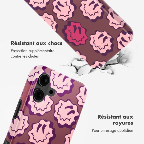 Selencia Coque arrière Vivid avec MagSafe Apple iPhone 16 - Wavy Smiley Pink