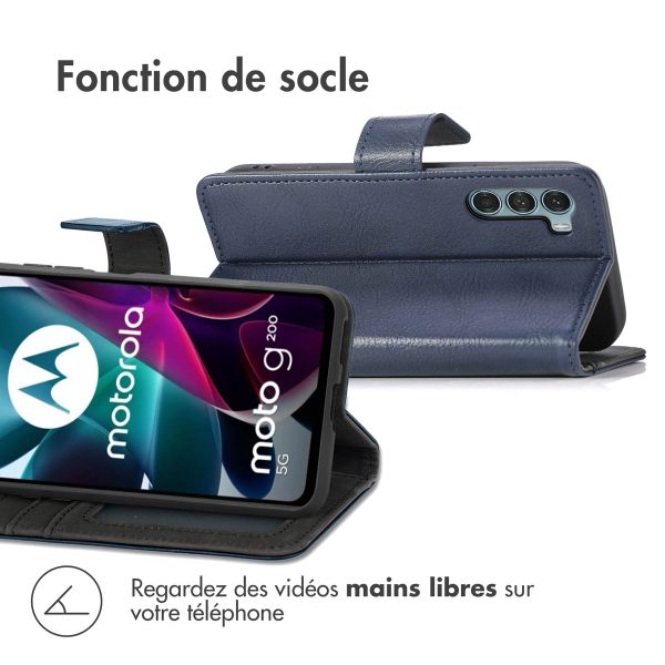 imoshion Étui de téléphone portefeuille Luxe Motorola Moto G200 - Bleu foncé