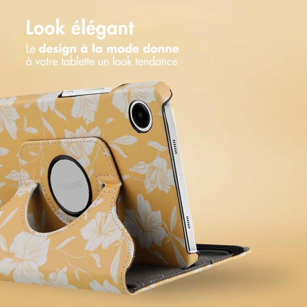 imoshion Coque tablette Design rotatif à 360° Samsung Galaxy Tab A9 8.7 pouces - Yellow Flowers