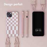 Selencia Coque design en silicone avec cordon amovible Apple iPhone 13 - Irregular Check Sand Pink