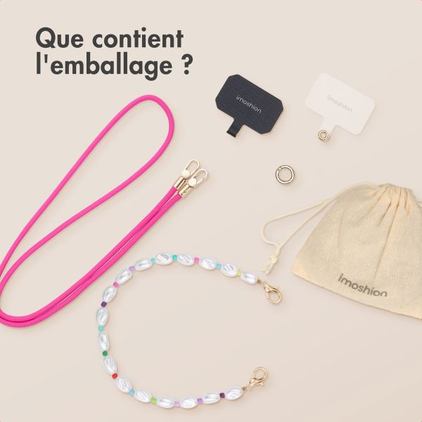 imoshion Ensemble de cordons de téléphone colorés avec perles – Rose