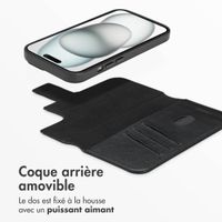 Accezz Étui de téléphone portefeuille en cuir 2-en-1 avec MagSafe Apple iPhone 15 - Onyx Black